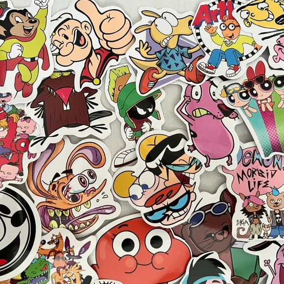 Retro 80's, 90's Large Cartoon Character Stickers (25 pc) SO FUN & CUTE! - Picture 5 of 7